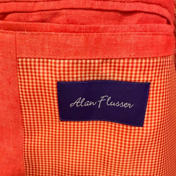 Alan Flusser Coral Linen Blazer Sport Coat Size 46R - Picture 3 of 8